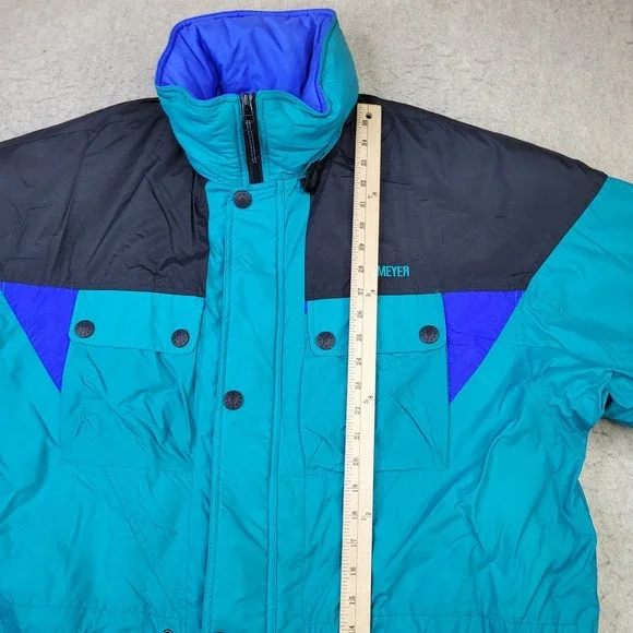 Vintage‎ Obermeyer Ski Jacket Skiwear Blue Black Coat Mens XL Long 90s Hooded